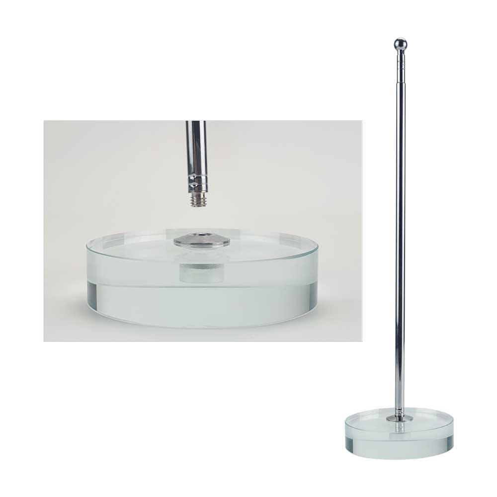 Flag with Metal Pole & Clear Glass Round Base ( “Your Brand • Your Print • Your Style.” ) All printing available