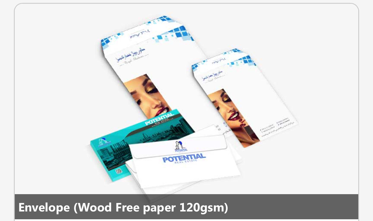 Envelope (Wood Free paper 120gsm)Size-A5,1000pcs With Free Design