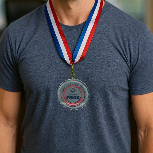 Glass Medals with Ribbon and Box ( “Your Brand • Your Print • Your Style.” ) All printing available