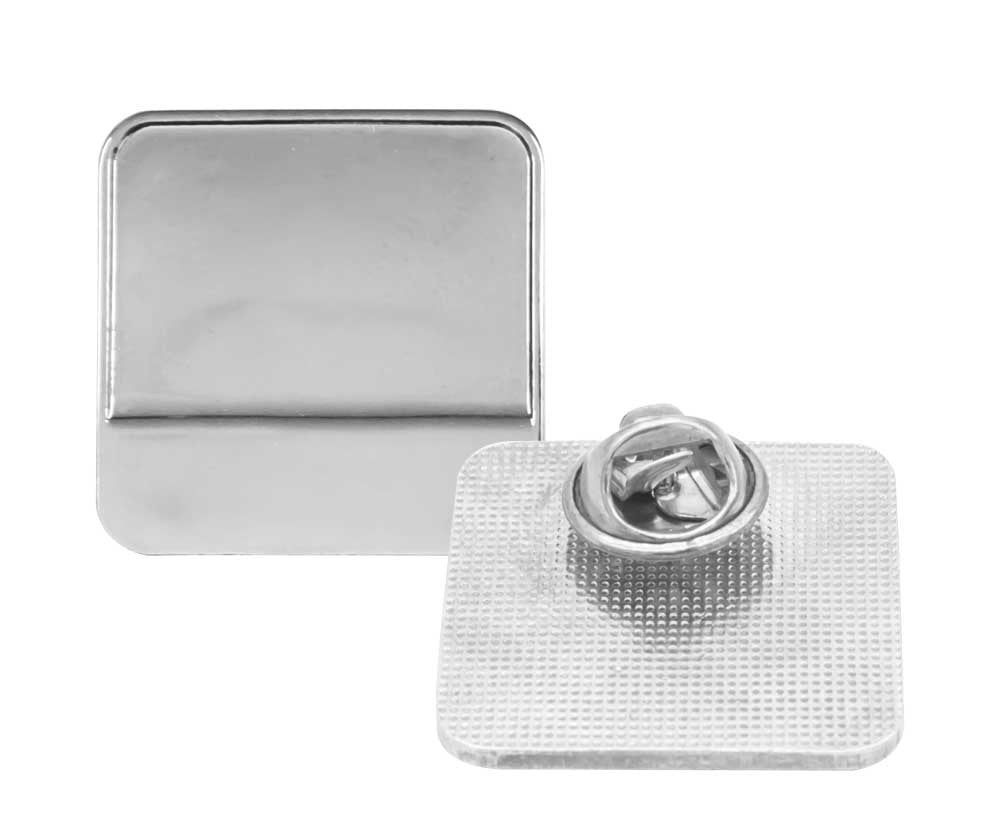 Square Metal Badges with Butterfly Clutch ( “Your Brand • Your Print • Your Style.” ) All printing available