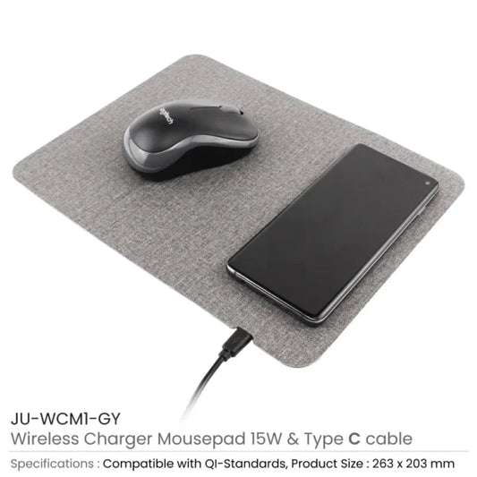 Fast Wireless Charging Mousepad in 15W, Foldable Design Type C ( “Your Brand • Your Print • Your Style.”)