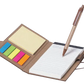 NOTEPAD IN WOOD LIKE DESIGN. RECYCLED CARDBOARD BALL PEN INCLUDED