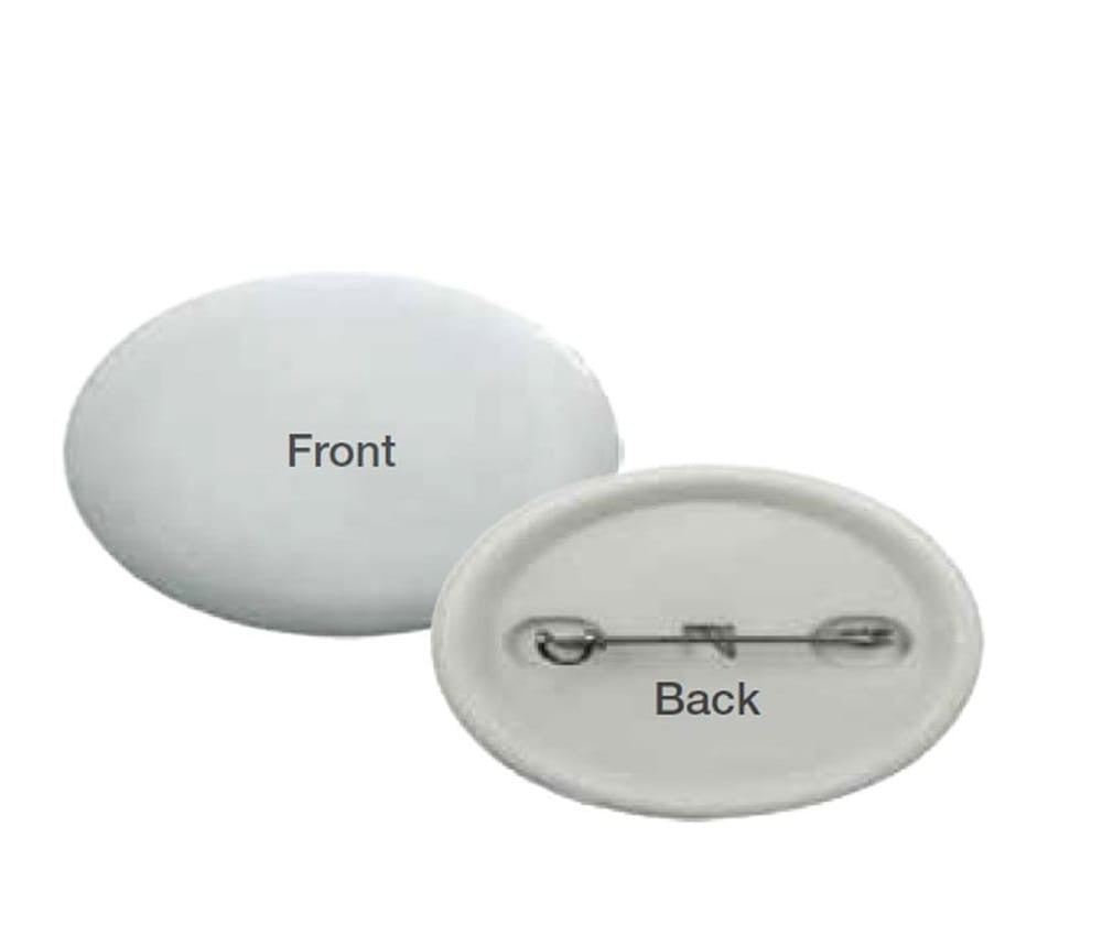 Oval Button Badges ( “Your Brand • Your Print • Your Style.” ) All printing available