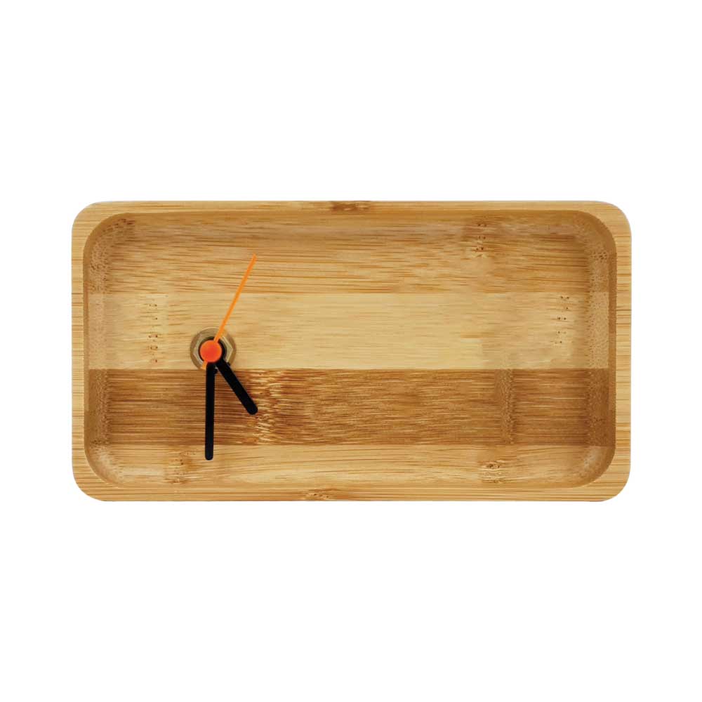 Eco-Friendly Rectangular Bamboo Desk Clock ( “Your Brand • Your Print • Your Style.” ) All printing available