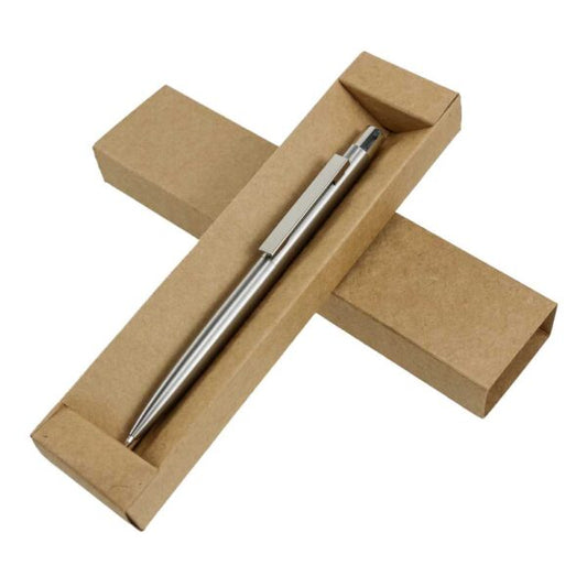 Recycled Stainless Steel Metal Pens, Push Button, Blue Ink ( “Your Brand • Your Print • Your Style.” ) All printing available