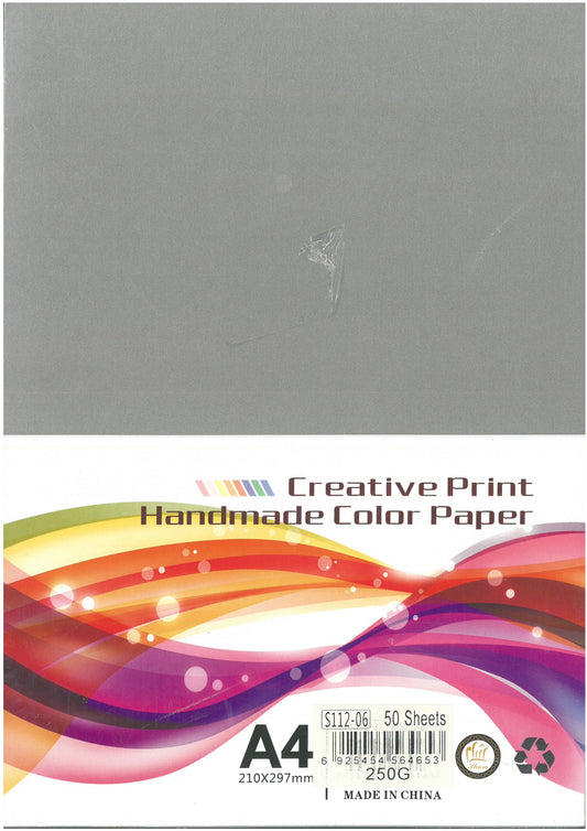 CREATIVE PRINT HANDMADE COLOR PAPER A4 SIZE SHINING PAPER 50 PCS 250 GSM