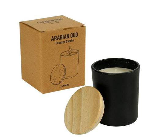 Scented Candles Arabian-Oud & Vanilla Fragrance in Glass Bottle ( “Your Brand • Your Print • Your Style.” ) All printing available