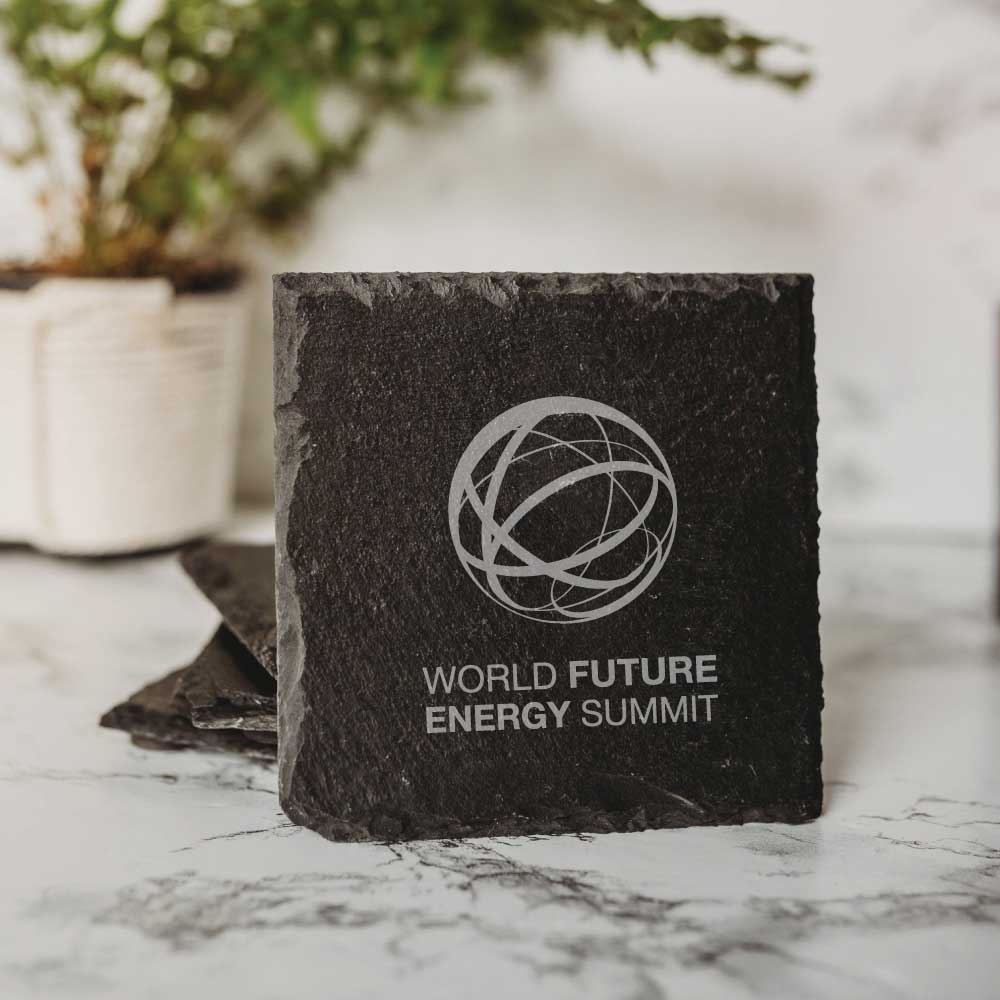Square Slate Coaster ( “Your Brand • Your Print • Your Style.” ) All printing available