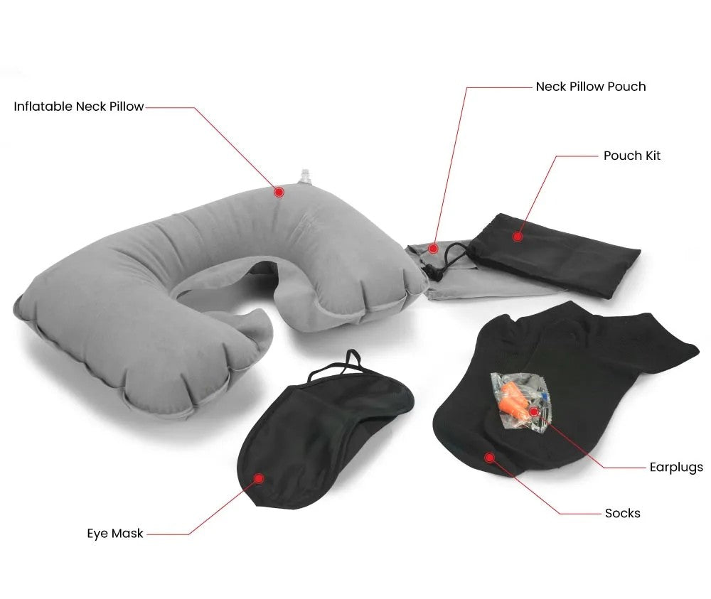 Travel Essentials Set in Black Pouch ( “Your Brand • Your Print • Your Style.” ) All printing available