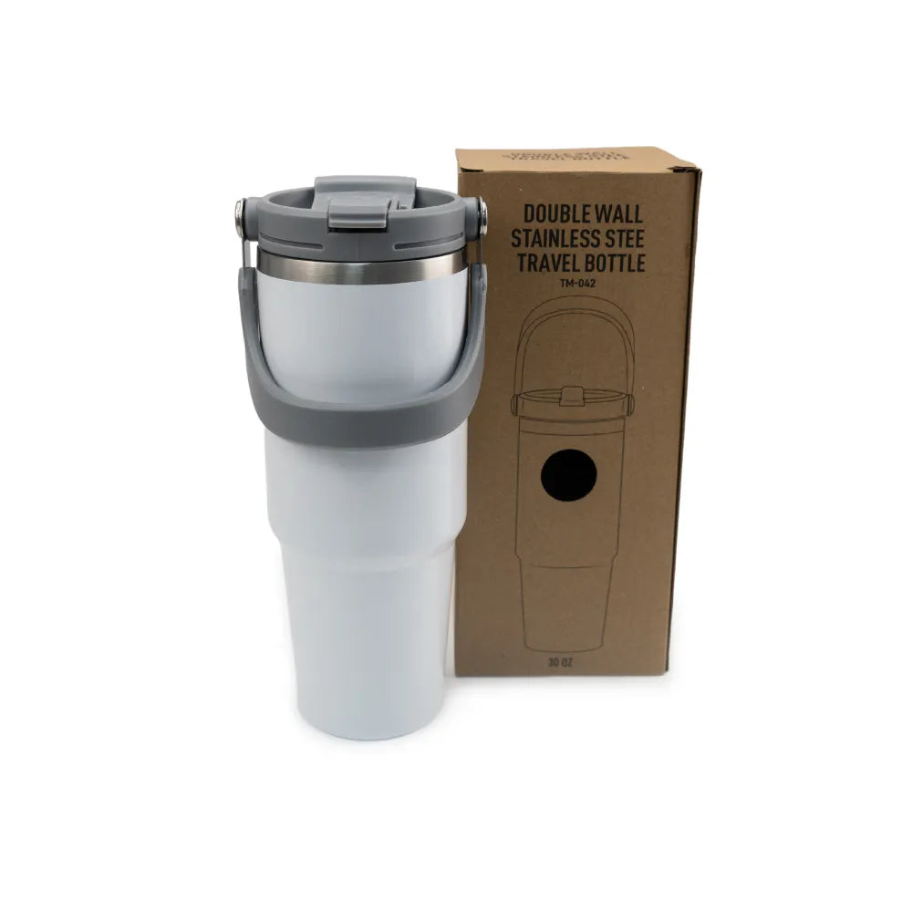 Double Wall Stainless Steel Tumblers with Handle & Straw – 900ml ( “Your Brand • Your Print • Your Style.” ) All printing available