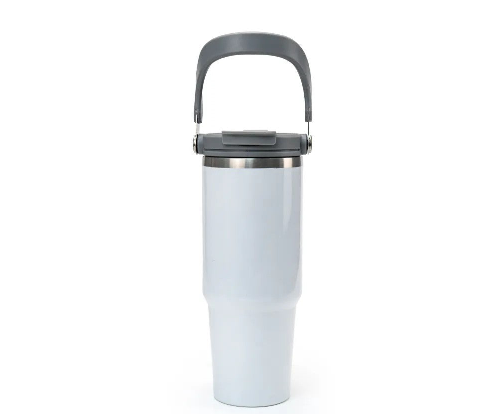 Double Wall Stainless Steel Tumblers with Handle & Straw – 900ml ( “Your Brand • Your Print • Your Style.” ) All printing available