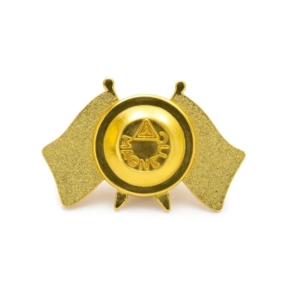Twin Flag Metal Badges Golden Imprint Your Country Flag ( “Your Brand • Your Print • Your Style.” ) All printing available