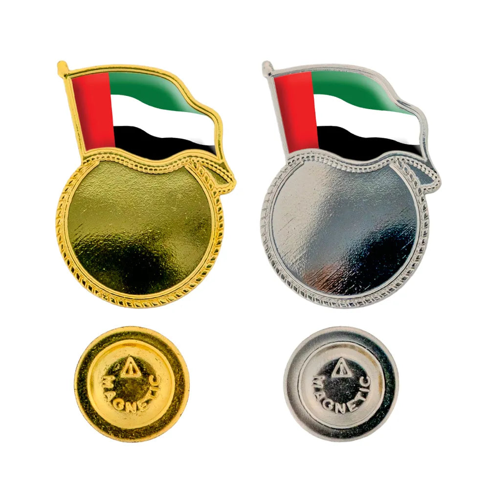 UAE Flag Design Badges with Magnet Attachment ( “Your Brand • Your Print • Your Style.” ) All printing available