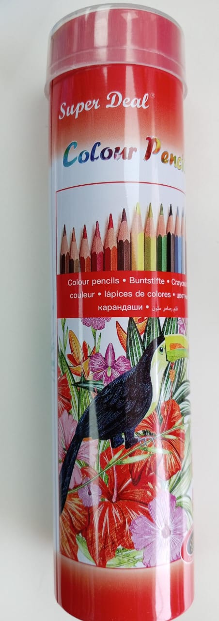 SUPER DEAL COLOUR PENCIL SD4101-24  24 COLOUR METAL CILINDER