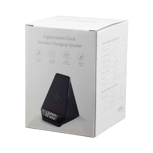 Wireless Charger BT Speaker with Clock & Light-up Logo