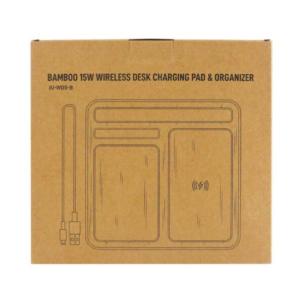 Bamboo 15W Wireless Desk Fast Charging Pad & Organizer