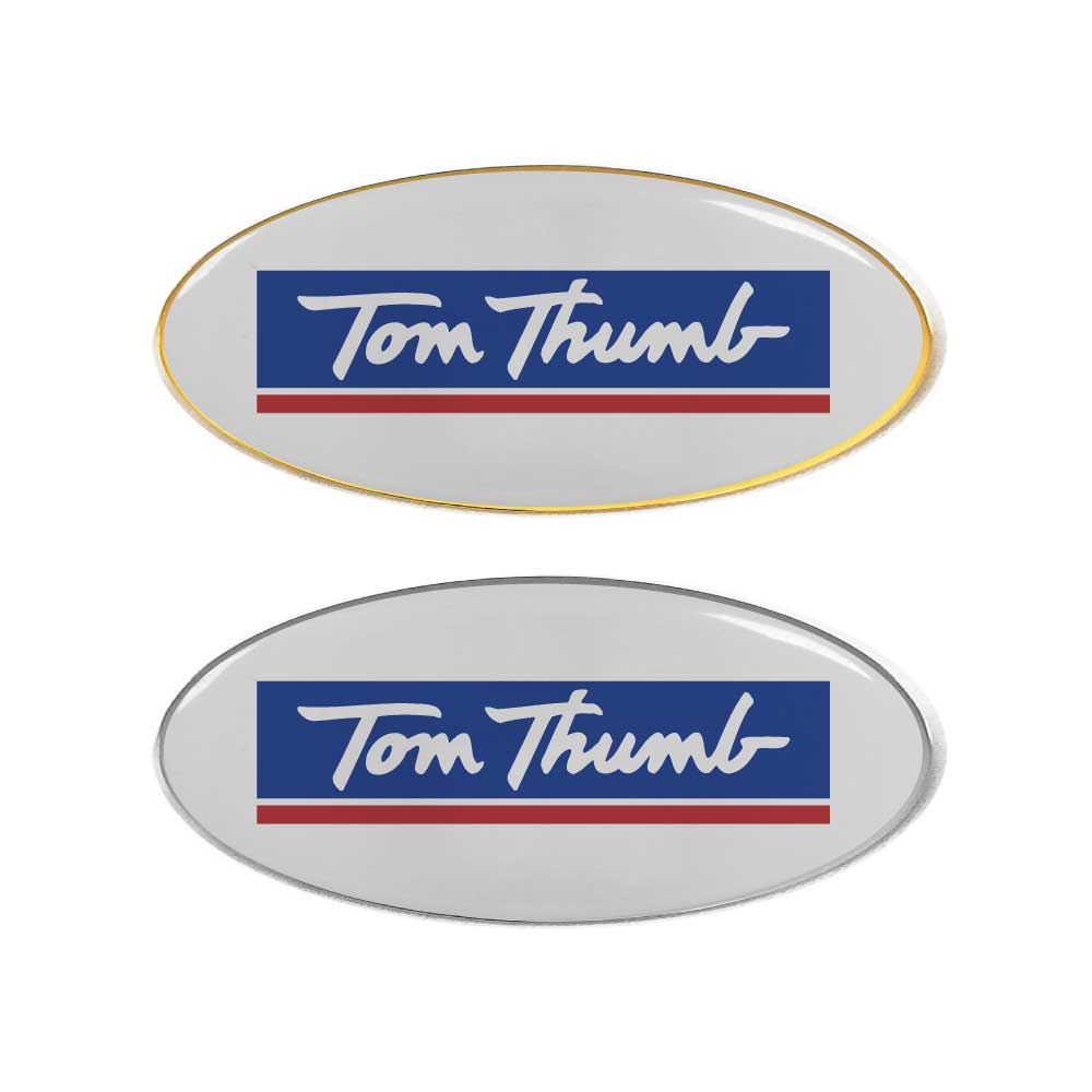 Oval Flat Metal Badges ( “Your Brand • Your Print • Your Style.” ) All printing available