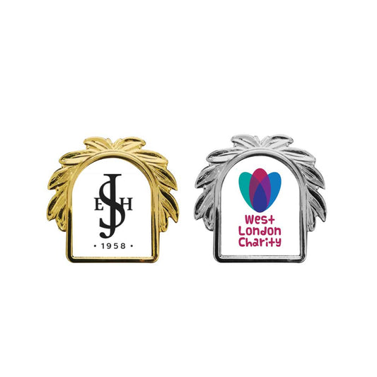 Metal Logo Badges ( “Your Brand • Your Print • Your Style.” ) All printing available