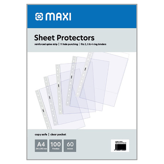Maxi A4 60 Micron Sheet Protector;– 100 pcs
