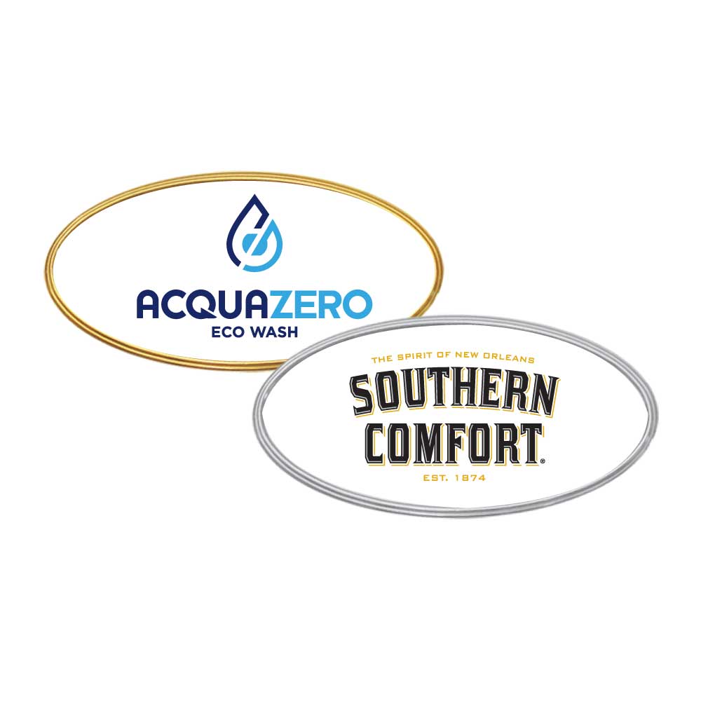 PVC Injected Oval Name Badges ( “Your Brand • Your Print • Your Style.” ) All printing available