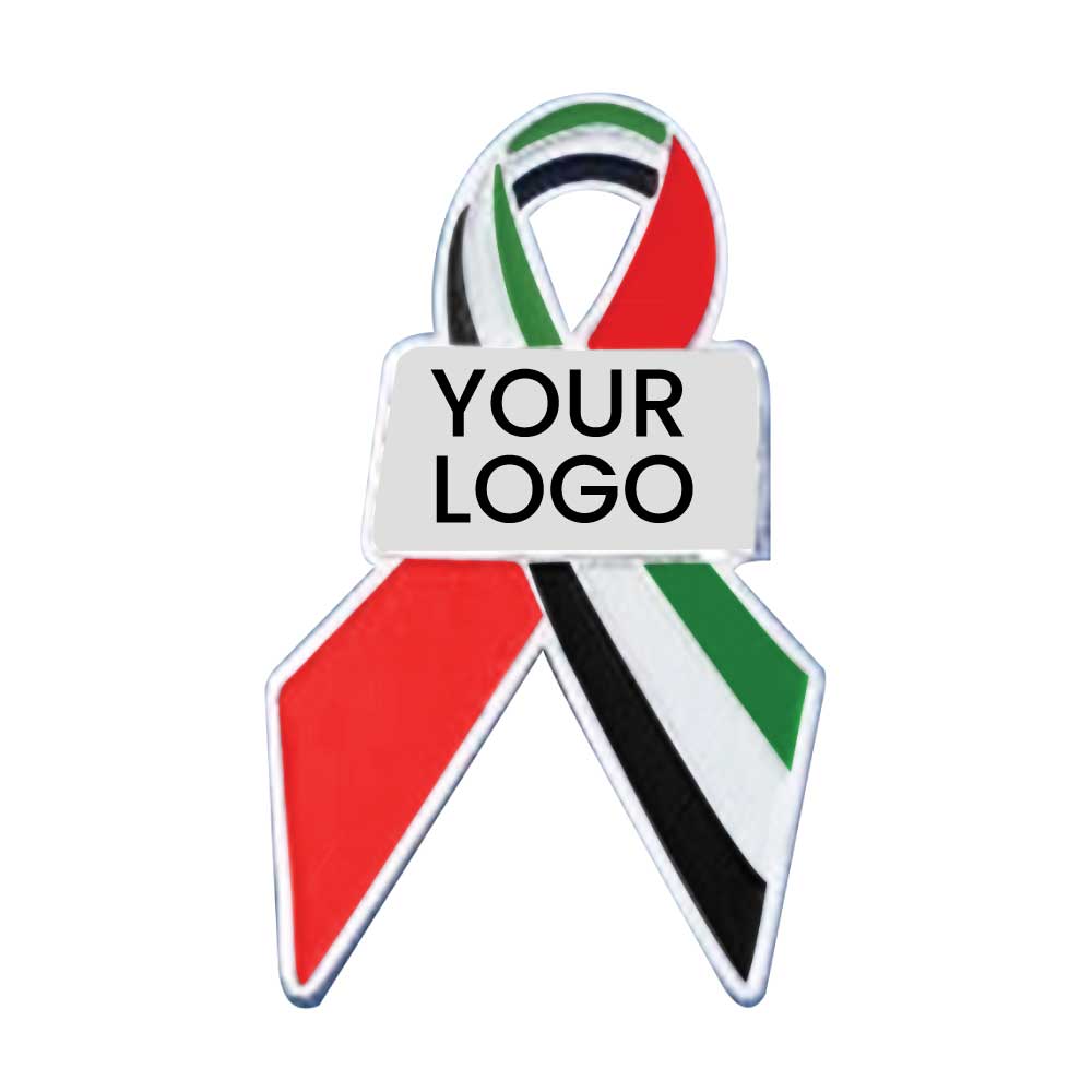 UAE Flag Ribbon Metal Badges ( “Your Brand • Your Print • Your Style.” ) All printing available
